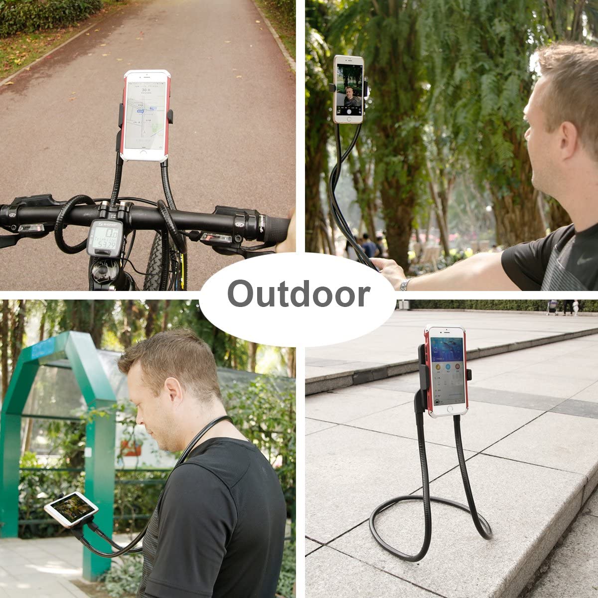 Universal Lazy Hanging Neck Phone Mount Stand Adjustable Alloy Necklace Cellphone Bracket Holder Universal Lazy Hanging Neck Phone Mount Stand Adjustable Alloy Necklace Cellphone Bracket Holder